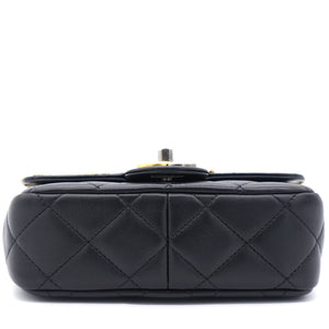 Lambskin Quilted Coco Clips Mini Flap Bag Black