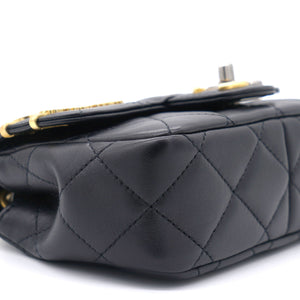 Lambskin Quilted Coco Clips Mini Flap Bag Black
