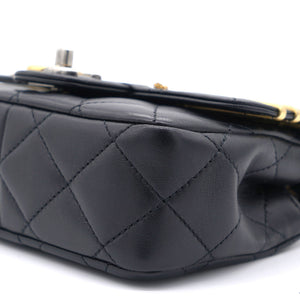 Lambskin Quilted Coco Clips Mini Flap Bag Black