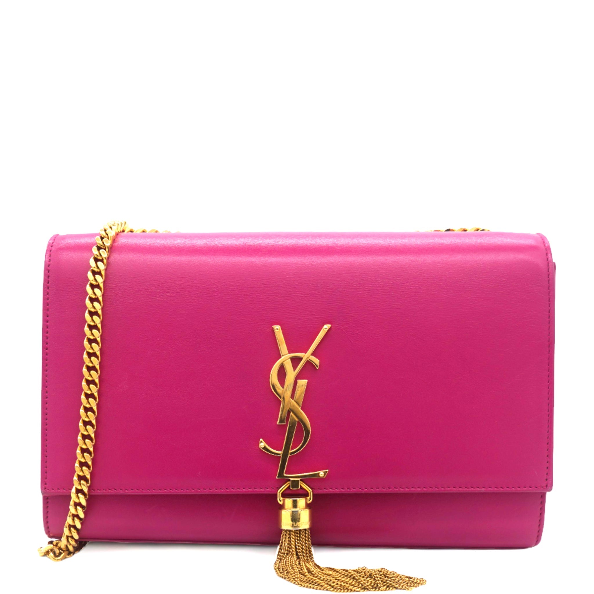 Smooth Calfskin Medium Kate Tassel Satchel Fuschia