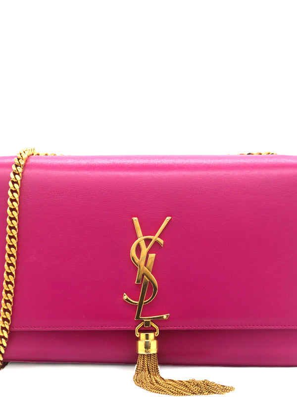 Smooth Calfskin Medium Kate Tassel Satchel Fuschia