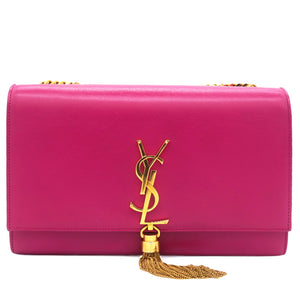 Smooth Calfskin Medium Kate Tassel Satchel Fuschia