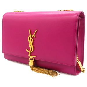 Smooth Calfskin Medium Kate Tassel Satchel Fuschia