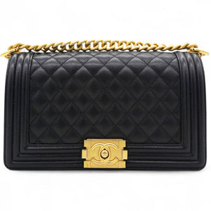 Caviar Quilted Boy Flap Black Medium