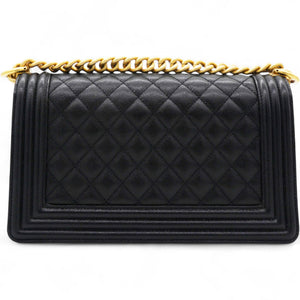 Caviar Quilted Boy Flap Black Medium