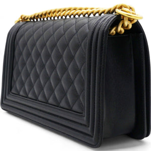 Caviar Quilted Boy Flap Black Medium