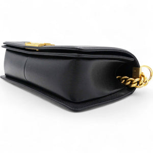 Caviar Quilted Boy Flap Black Medium