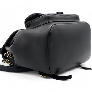 Lambskin Quilted Duma Drawstring Backpack Black Large