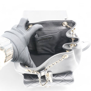 Lambskin Quilted Duma Drawstring Backpack Black Large