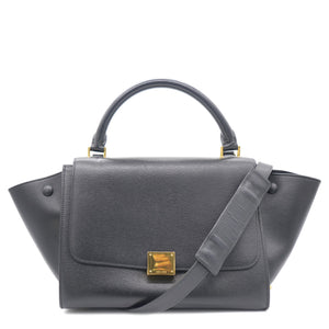 Textured Calfskin and Suede Small Trapeze Luggage Black