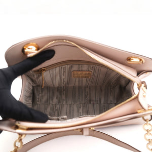 Pink Saffiano Leather Lysa Chain Tote Bag