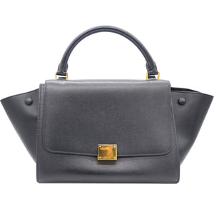 Textured Calfskin and Suede Small Trapeze Luggage Black