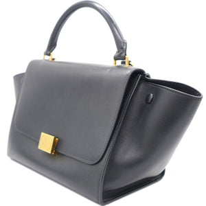 Textured Calfskin and Suede Small Trapeze Luggage Black