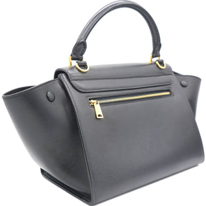 Textured Calfskin and Suede Small Trapeze Luggage Black