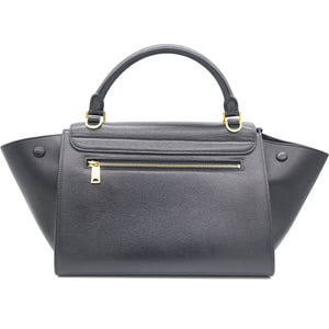 Textured Calfskin and Suede Small Trapeze Luggage Black