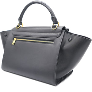 Textured Calfskin and Suede Small Trapeze Luggage Black