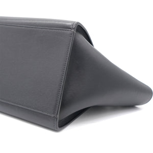 Textured Calfskin and Suede Small Trapeze Luggage Black