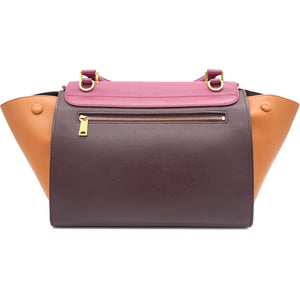 Tri-Color Leather and Suede Small Trapeze Top Handle Bag