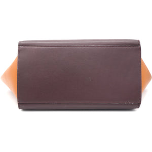 Tri-Color Leather and Suede Small Trapeze Top Handle Bag