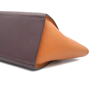 Tri-Color Leather and Suede Small Trapeze Top Handle Bag