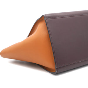 Tri-Color Leather and Suede Small Trapeze Top Handle Bag