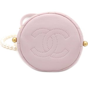 Calfskin Quilted Pearl Mini About Pearls Drawstring Bucket Light Pink
