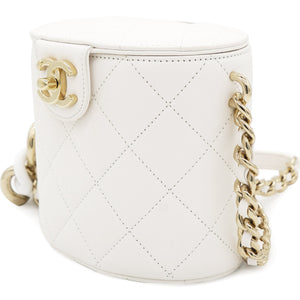 Lambskin Resin Elegant Chain Vanity Case White