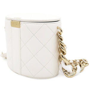 Lambskin Resin Elegant Chain Vanity Case White