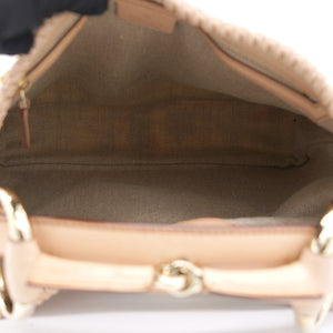 White Flora Canvas and Leather Small Horsebit Hobo