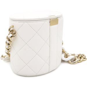 Lambskin Resin Elegant Chain Vanity Case White