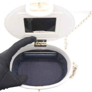 Lambskin Resin Elegant Chain Vanity Case White