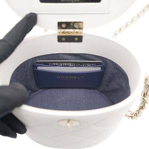 Lambskin Resin Elegant Chain Vanity Case White