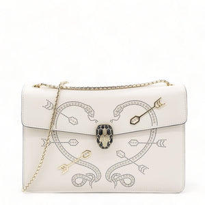 Off White Leather Studded Small Serpenti Forever Shoulder Bag