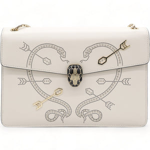 Off White Leather Studded Small Serpenti Forever Shoulder Bag
