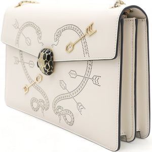 Off White Leather Studded Small Serpenti Forever Shoulder Bag