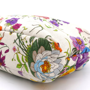 White Flora Canvas and Leather Small Horsebit Hobo