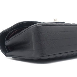 Caviar Chevron Quilted Small Double Flap Black