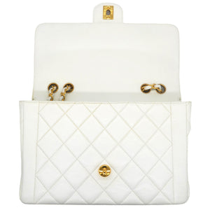 Lambskin Quilted Diana Bag White
