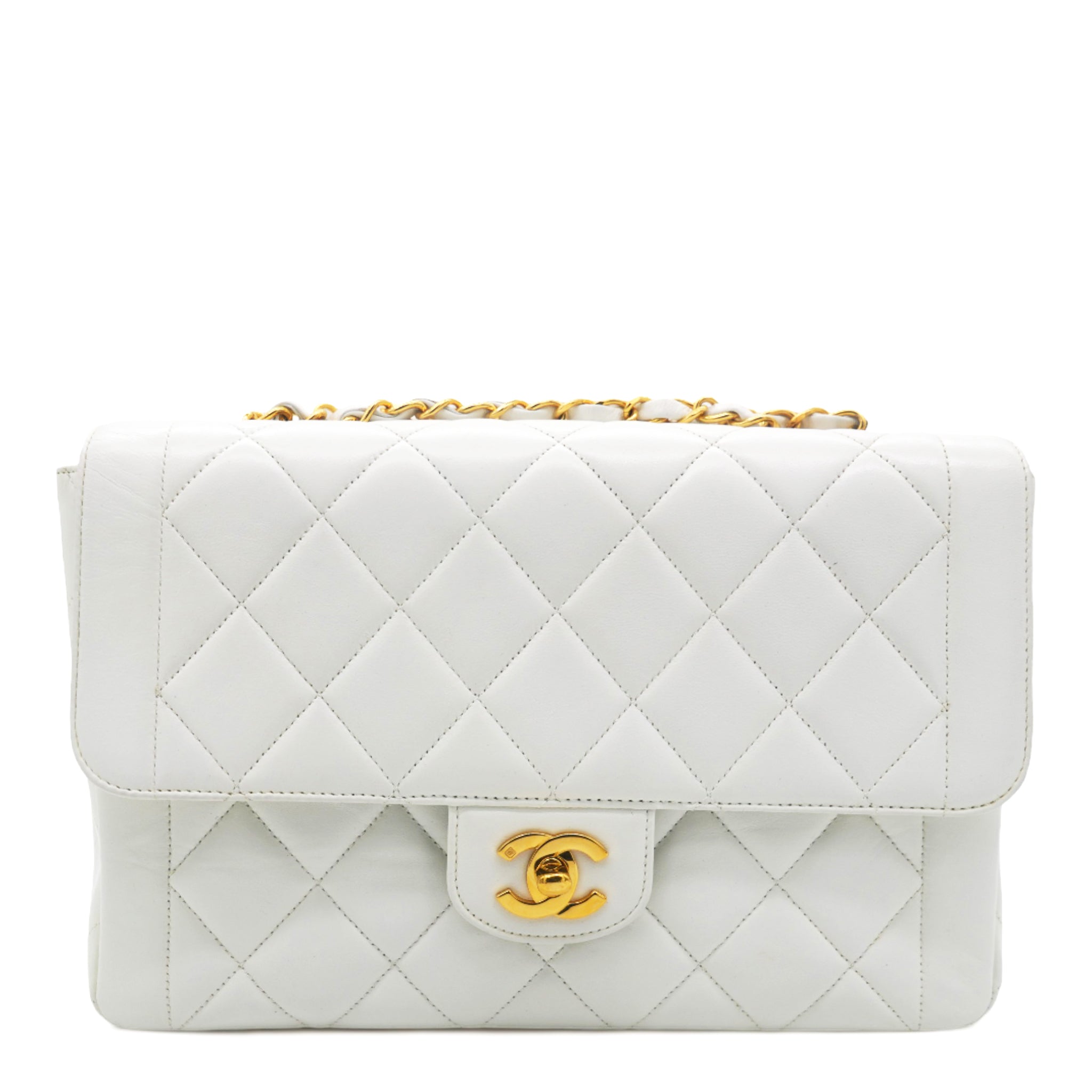 Lambskin Quilted Diana Bag White