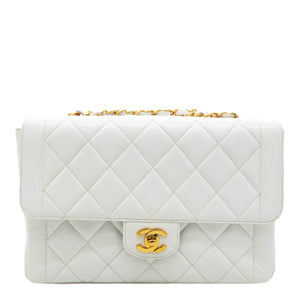 Lambskin Quilted Diana Bag White