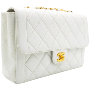 Lambskin Quilted Diana Bag White