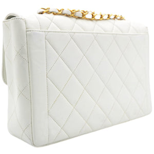 Lambskin Quilted Diana Bag White