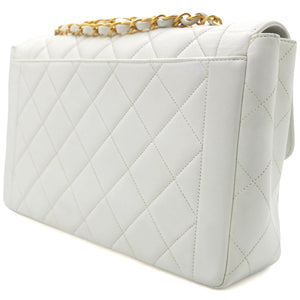Lambskin Quilted Diana Bag White