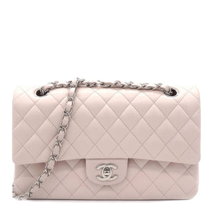 Light Pink Quilted Lambskin Leather Classic Double Flap Bag