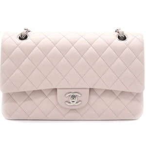 Light Pink Quilted Lambskin Leather Classic Double Flap Bag