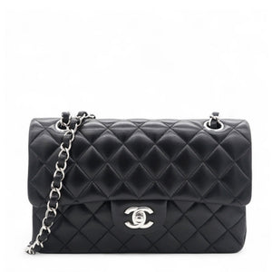 Lambskin Quilted Double Flap Black Small