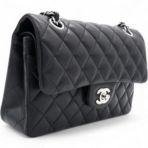 Lambskin Quilted Double Flap Black Small