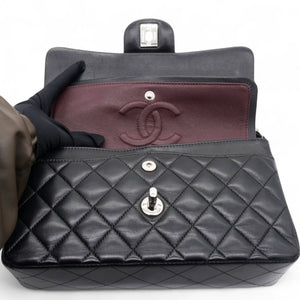 Lambskin Quilted Double Flap Black Small