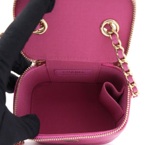 Caviar Quilted Small Vertical Coco Beauty Vanity Case With Chain Pink