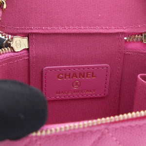 Caviar Quilted Small Vertical Coco Beauty Vanity Case With Chain Pink